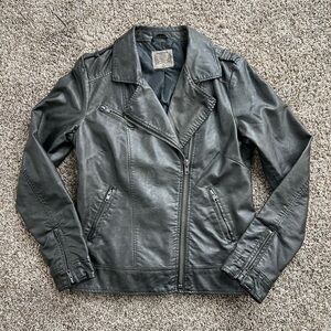 Women’s Ruff Hewn Brown Faux Leather Bikercore Jacket